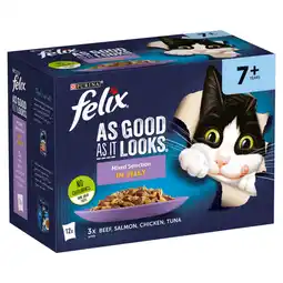 Asda Felix As Good As it Looks Senior 7+ Mixed in Jelly Wet Cat Food 12x85g offer