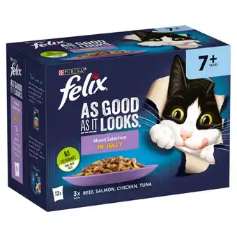 Asda Felix As Good As it Looks Senior 7+ Mixed in Jelly Wet Cat Food 12x85g offer