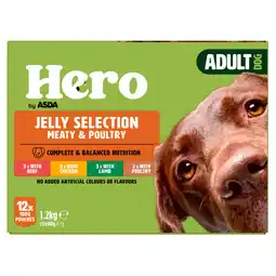 Asda Hero by ASDA Adult Dog Food Jelly Selection Meaty & Poultry 12 x 100g Pouches offer