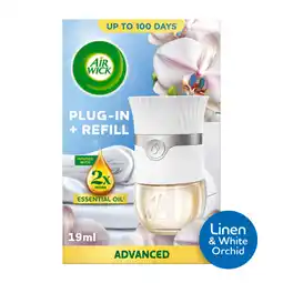 Asda Air Wick Linen & White Orchid Plug-In Kit 19ml. Lasts up to 100 days. Air Freshener offer