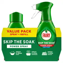 Asda Fairy Skip the Soak Dish Power Spray + Refill Fresh 1000ml, Dishes & Kitchen, Grease Remover offer