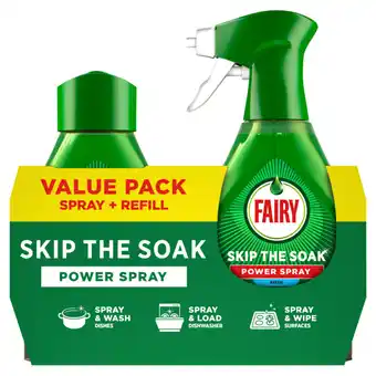 Asda Fairy Skip the Soak Dish Power Spray + Refill Fresh 1000ml, Dishes & Kitchen, Grease Remover offer