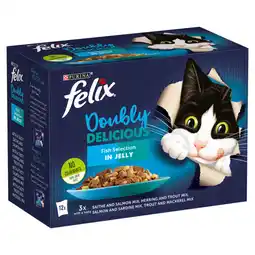 Asda Felix Doubly Delicious Fish Selection in Jelly Wet Cat Food 12x85g offer