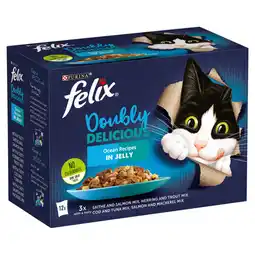 Asda Felix Doubly Delicious Ocean Recipes in Jelly Wet Cat Food 12x85g offer