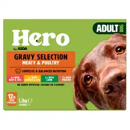 Asda Hero by ASDA Adult Dog Gravy Selection Meat & Poultry 12x100g Pouches offer