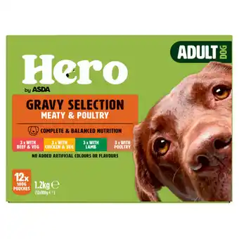 Asda Hero by ASDA Adult Dog Gravy Selection Meat & Poultry 12x100g Pouches offer