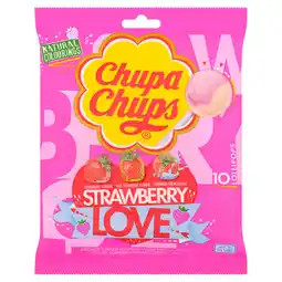 Iceland Chupa Chups 10 Strawberry Love Lollipops 120g offer