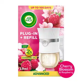 Asda Air Wick Cherry Blossom & Raspberry Plug-In Kit 19ml. Lasts up to 100 days. Air Freshener offer