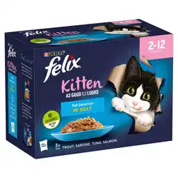 Asda Felix Kitten As Good As It Looks Fish Selection in Jelly 2-12 Months 12 x 85g = 1.02kg offer