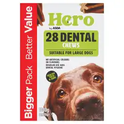 Asda Hero by ASDA 28 Dental Chews Suitable For Large Dogs 4x270g offer