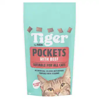 Asda Tiger by ASDA Pockets With Beef Suitable For All Cats 60g offer