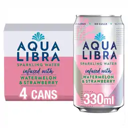 Sainsbury's Aqua Libra Infused with Watermelon & Strawberry Sparkling Water 4 x 330ml offer