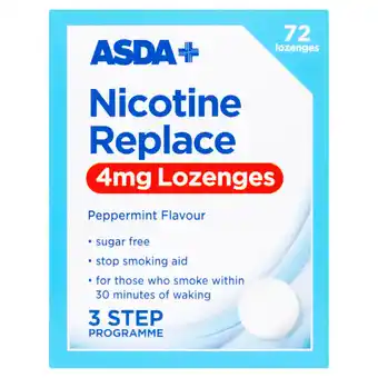 Asda ASDA Nicotine Replace 4mg Lozenges Peppermint Flavour 72 Lozenges offer