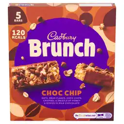 Tesco Cadbury Brunch Choc Chip Milk Chocolate Cereal Bars 5 x 28g offer