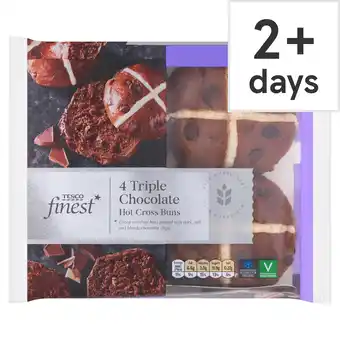 Tesco Tesco Finest 4 Triple Chocolate Hot Cross Buns offer