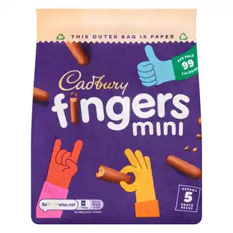 Tesco Cadbury Mini Fingers Chocolate Biscuits 5 x 19.3g offer