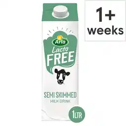 Tesco Arla LactoFREE Semi Skimmed Milk Drink 1L offer