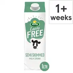 Tesco Arla LactoFREE Semi Skimmed Milk Drink 1L offer