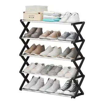 Tesco Living and Home Foldable 5-Tier Metal Shoe Rack - Black offer