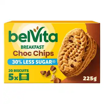 Tesco BelVita Breakfast Biscuits 30% Less Sugar Choc Chip 5 Pack 225G offer