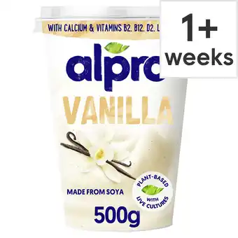 Tesco Alpro Vanilla Dairy Free Soya Yoghurt Alternative 500g offer