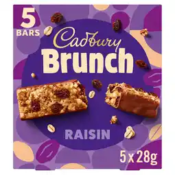 Tesco Cadbury Brunch Raisin Milk Chocolate Cereal Bars 5 x 28g offer