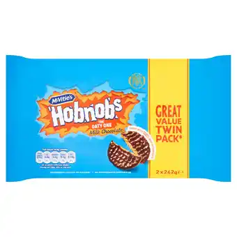 Tesco McVitie's Hobnobs The Oaty One Milk Chocolate Biscuits Twin Pack 524g offer