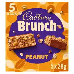 Tesco Cadbury Brunch Peanut Milk Chocolate Cereal Bars 5 x 28g offer
