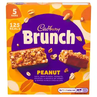 Tesco Cadbury Brunch Peanut Milk Chocolate Cereal Bars 5 x 28g offer