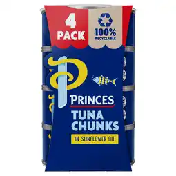 Tesco Princes Tuna Chunks In Sunflower Oil 4X145g offer