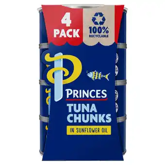 Tesco Princes Tuna Chunks In Sunflower Oil 4X145g offer