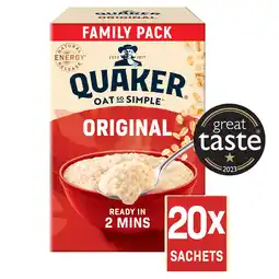 Tesco Quaker Oat So Simple Original Porridge Sachets Big Pack 20x27g offer