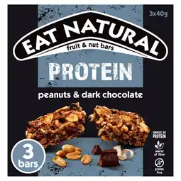 Tesco Eat Natural Fruit & Nut Protein Bars with Peanuts & Dark Chocolate 3 x 40g offer