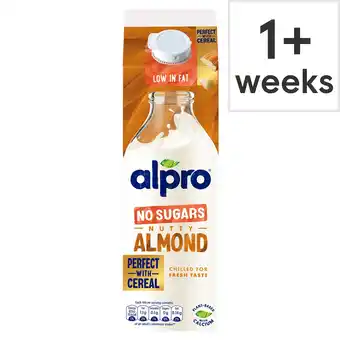 Tesco Alpro Almond No Sugar Chilled Dairy Free Drink 1L offer