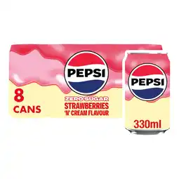 Tesco Pepsi Strawberries 'n' Cream Soft Drink Cans 8x330ml offer