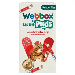 Tesco Webbox Lick-e-Puds With Strawberry Cat Treats 5 Pack 75g offer