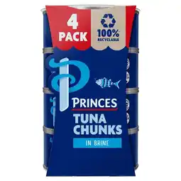 Tesco Princes Tuna Chunks In Brine 4X145g offer