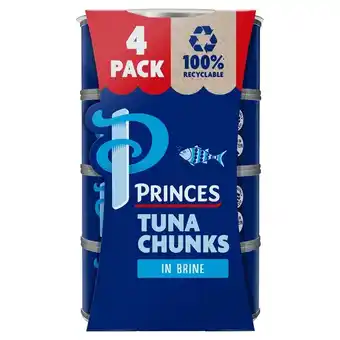 Tesco Princes Tuna Chunks In Brine 4X145g offer