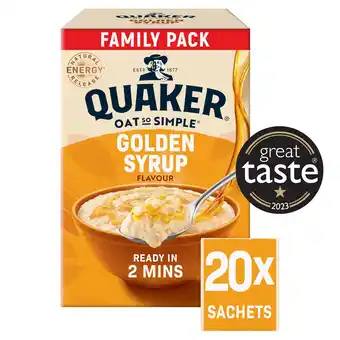 Tesco Quaker Oat So Simple Golden Syrup Porridge Sachets 20x36g offer