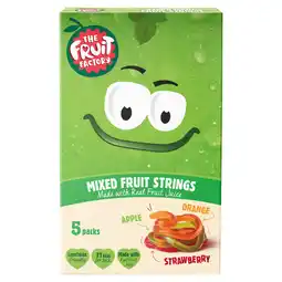 Tesco Fruit Factory Multi Fruit Strings 5 Pack 100G offer
