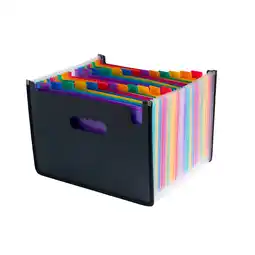 Tesco A4 Landscape Desk Expander Black Cover with 23 Assorted Coloured Pockets offer