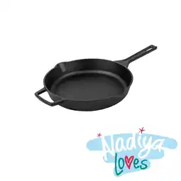 Tesco Prestige Cast Iron Skillet Frying Pan - Pouring Lips, Induction Oven Safe - 25cm offer