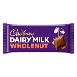 Tesco Cadbury Dairy Milk Whole Nut Chocolate Bar 180G offer