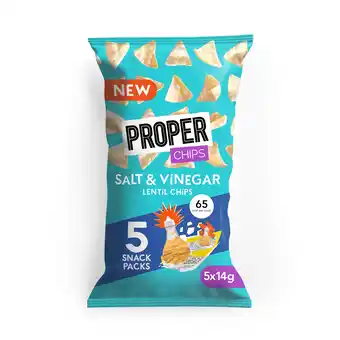 Tesco Proper Chips Salt & Vinegar Lentil Chips 5 X 14G offer