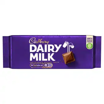 Tesco Cadbury Dairy Milk Chocolate Bar 180g offer