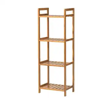 Tesco Living and Home 4 Tier Bamboo Wood Storage Shelf Rack-35cm W x 25cm D x 100cm H offer