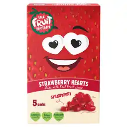 Tesco Fruit Factory Fruit Hearts Strawberry 5X20g offer