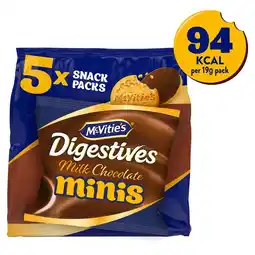 Tesco McVitie's Digestives Milk Chocolate Mini Biscuits Snack Multipack 5x95g offer