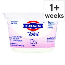 Tesco Fage Total 0% Fat Greek Recipe Yogurt 150G offer