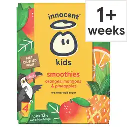 Tesco innocent Kids Smoothies Oranges, Mangoes & Pineapples 4 x 150ml offer